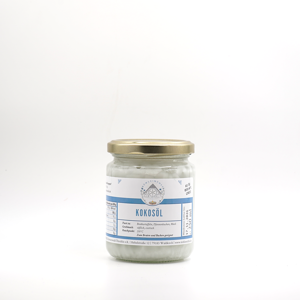 Kokosöl der KÜHLEN MÜHLE im 250 ml Glas