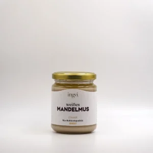 Mandelmus Weiss von Ingvi, erhältlich in der KÜHLEN MÜHLE im 250 g Glas
