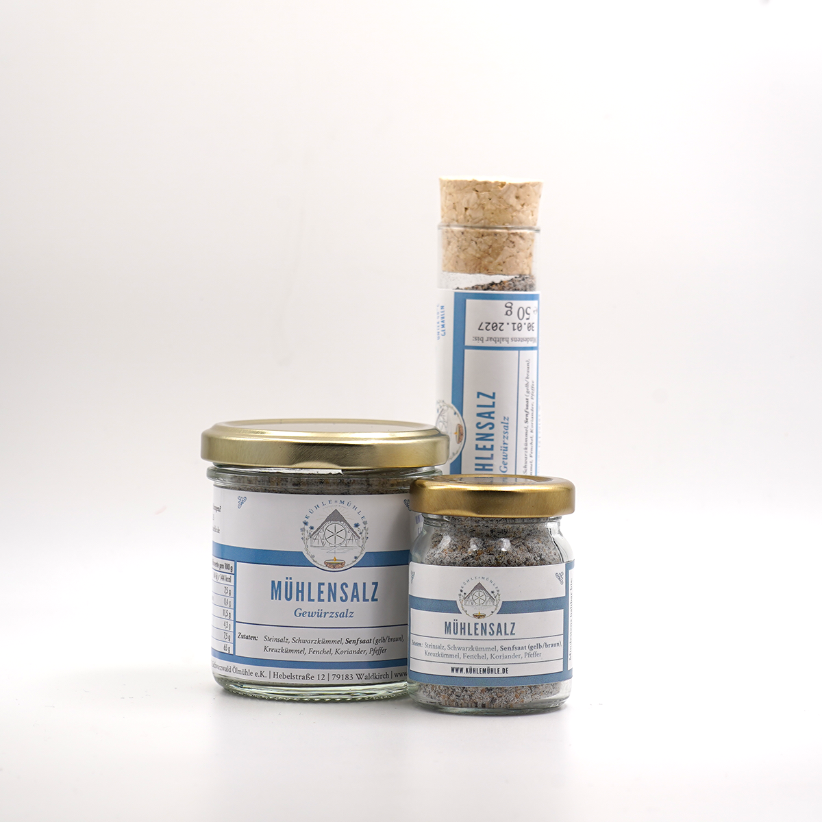 Mühlensalz der KÜHLEN MÜHLE in 3 Gläsergrößen