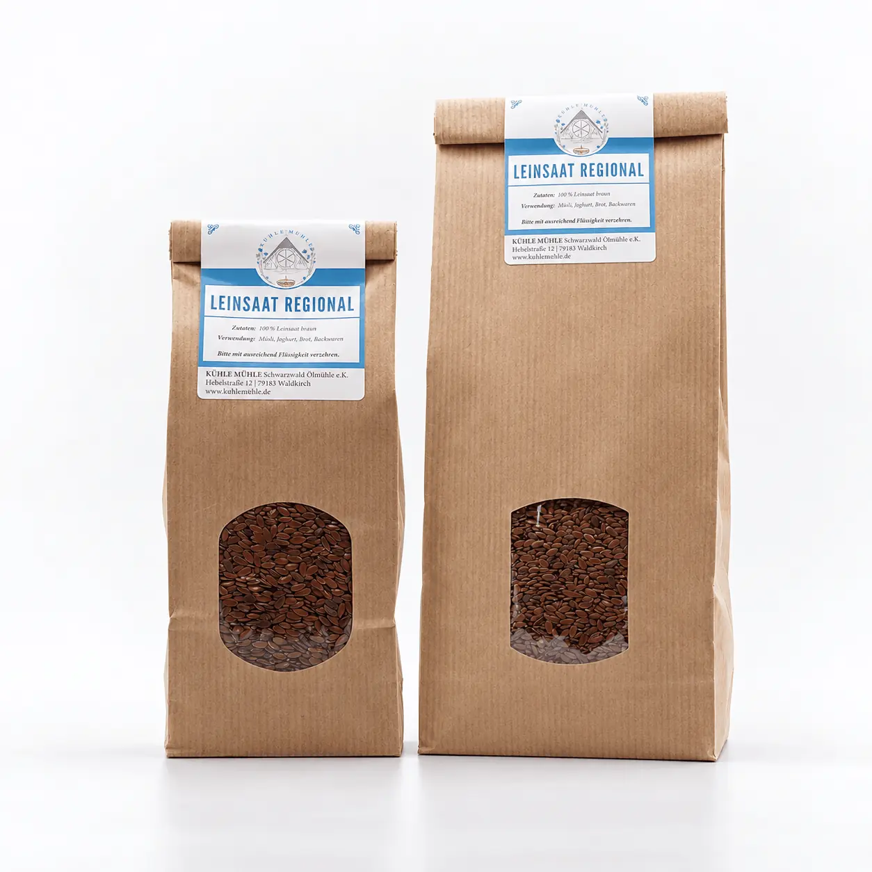 Regionale Leinsaat der KÜHLEN MÜHLE im 250g und 500 g Tütchen